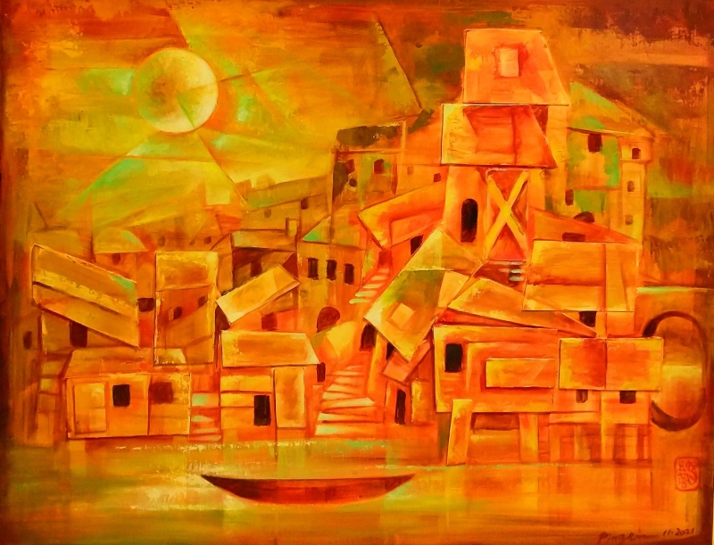 City in Orange by artist Ping Irvin